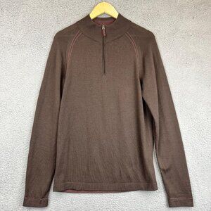 Horny Toad Men's Small Brown 100% Merino Wool Quarter‎ Zip Pullover Sweater